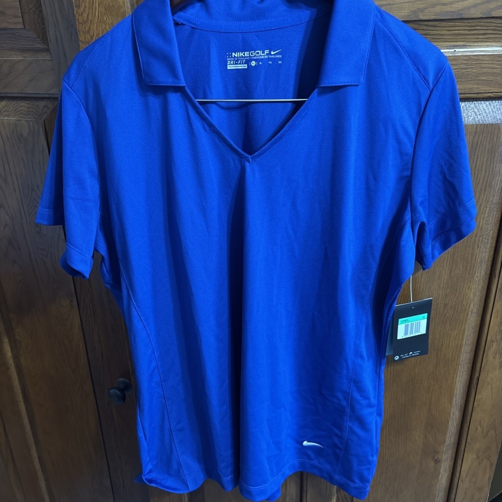 NWT Nike Women's Golf Dri-Fit XL Blue  Short Sleeve Polo